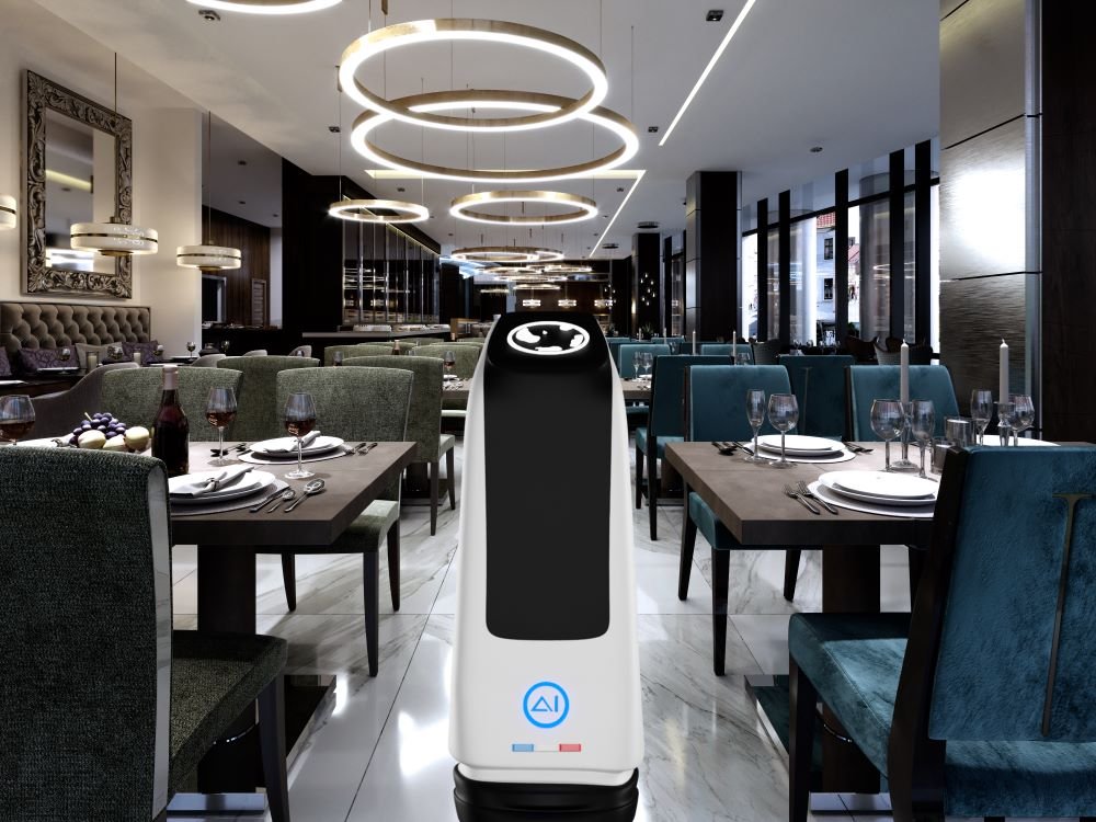 Robots Ugo dans un restaurent pour servir des clients